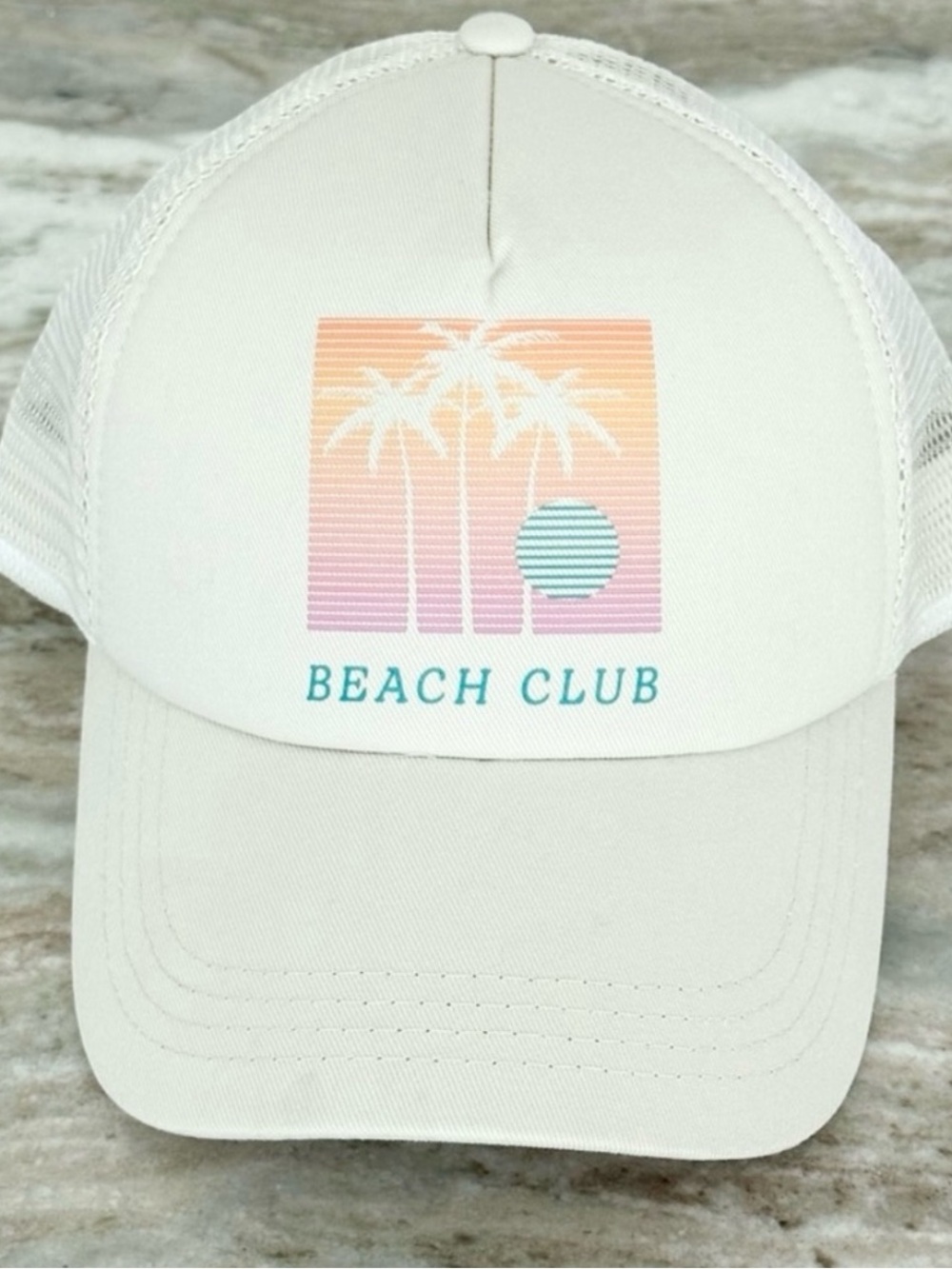 Beach Club Palm Tree Trucker Hat / Baseball Cap